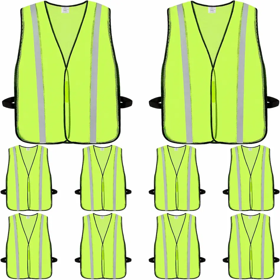 10 Pack Hi Vis Reflective Safety Vests for Adult