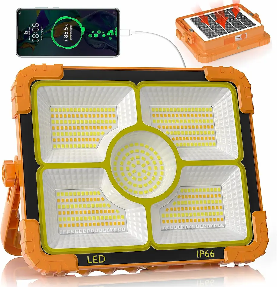 100W LED Solar Work Light, 466 LED 10000LM Magnetic Worklight with 5 Modes