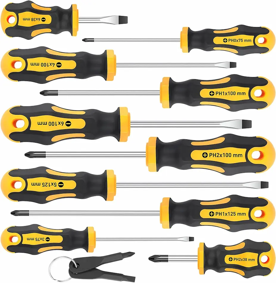 Amartisan 10-Piece Magnetic Screwdrivers Set, 5 Phillips and 5 Slotted Tips Professional Cushion Grip Screwdriver Set