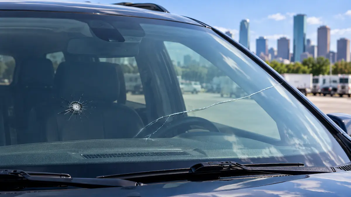 auto-glass-services loaded upright in a service van in Houston
